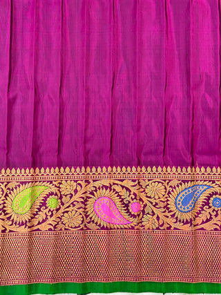 GADWAL PURE SILK MEENAKARI TURNING BORDER SAREE
