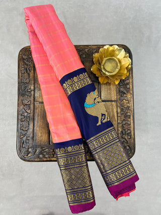 GADWAL PURE SILK GAP BORDER MEENA BUTTA SAREE