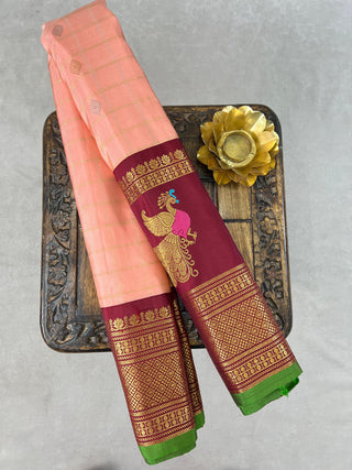 GADWAL PURE SILK GAP BORDER MEENA BUTTA SAREE