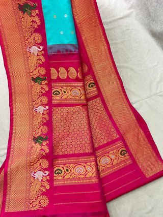 GADWAL PURE SILK KUTTU TURNING BORDER SAREE