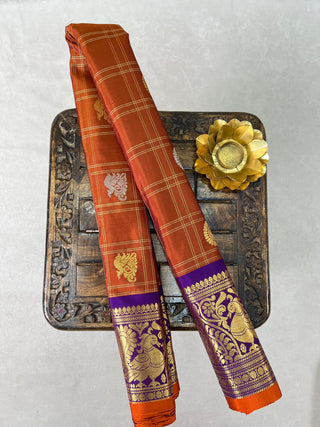 GADWAL PURE SILK HANDLOOM CHECKS BUTTA SAREE