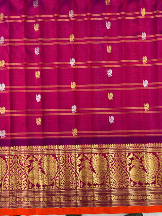 GADWAL PURE SILK HANDLOOM CHECKS BUTTA SAREE