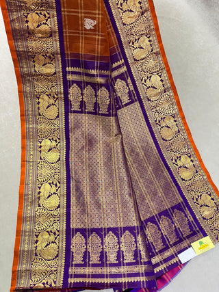 GADWAL PURE SILK HANDLOOM CHECKS BUTTA SAREE