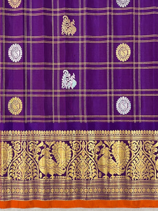 GADWAL PURE SILK HANDLOOM CHECKS BUTTA SAREE