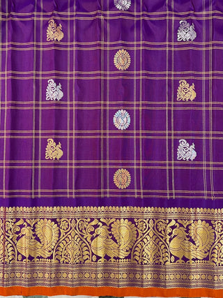 GADWAL PURE SILK HANDLOOM CHECKS BUTTA SAREE