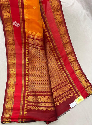 GADWAL PURE SILK GAP BORDER MEENA BUTTA SAREE