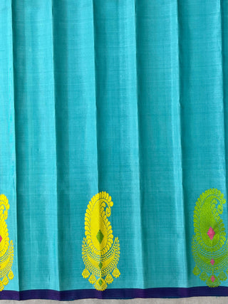GADWAL PURE SILK THREAD BORDER MEENA BUTTA HANDLOOM SAREE