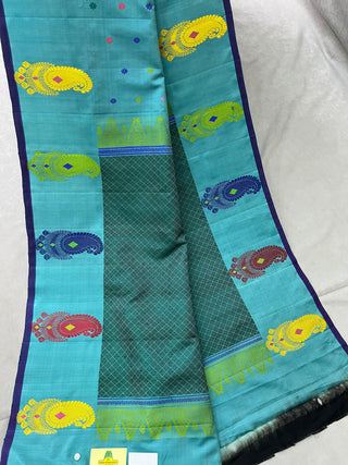GADWAL PURE SILK THREAD BORDER MEENA BUTTA HANDLOOM SAREE