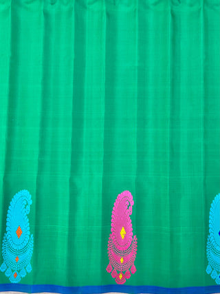 GADWAL PURE SILK THREAD BORDER MEENA BUTTA HANDLOOM SAREE