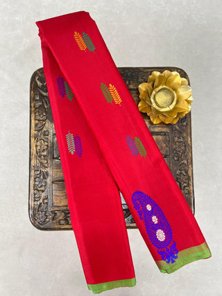 GADWAL PURE SILK THREAD BORDER MEENA BUTTA HANDLOOM SAREE