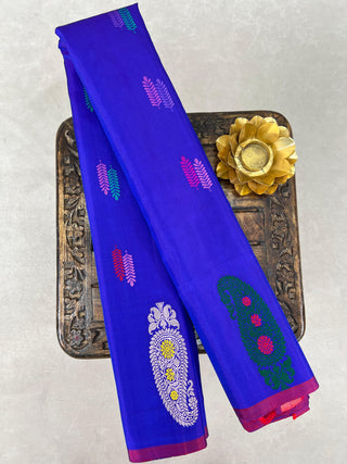 GADWAL PURE SILK THREAD BORDER MEENA BUTTA HANDLOOM SAREE