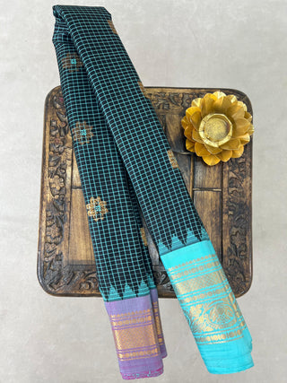 GADWAL PURE SILK HANDLOOM SAREE WITH GANGA JAMUNA BORDER