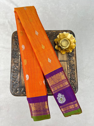 GADWAL GAP BORDER MEENA BUTTA COTTON SILK SAREE