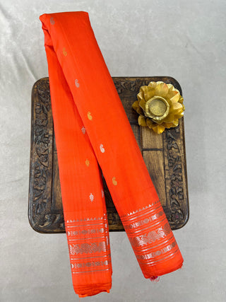 GADWAL PURE SILK SILVER ZARI SELF BORDER SAREE