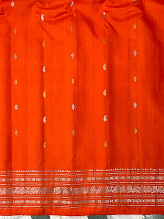 GADWAL PURE SILK SILVER ZARI SELF BORDER SAREE