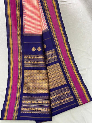 GADWAL PURE SILK GINGHAM CHECKS SAREE