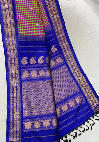 GADWAL PURE SILK GINGHAM CHECKS SAREE