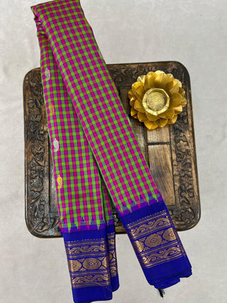 GADWAL PURE SILK GINGHAM CHECKS SAREE