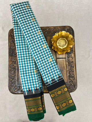 GADWAL PURE SILK GINGHAM CHECKS SAREE