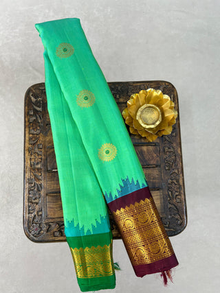 GADWAL PURE SILK HANDLOOM SAREE WITH GANGA JAMUNA BORDER