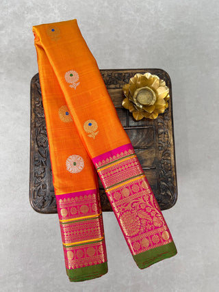 GADWAL PURE SILK MULTICOLOR BORDER HANDLOOM SAREE