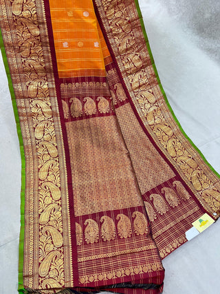 GADWAL PURE SILK HANDLOOM CHECKS BUTTA SAREE