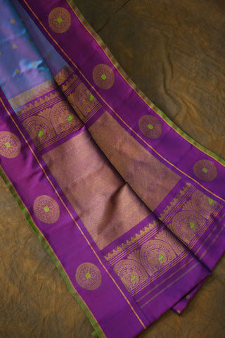 GADWAL PURE SILK GAP BORDER BUTTA HANDLOOM SAREE