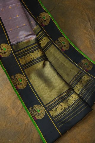 GADWAL PURE SILK GAP BORDER BUTTA HANDLOOM SAREE
