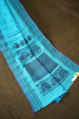 GADWAL PURE SILK THREAD BORDER MEENA BUTTA HANDLOOM SAREE