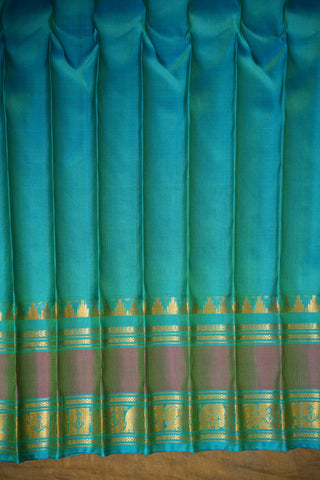 GADWAL PURE SILK SILVER ZARI GAP BORDER SAREE
