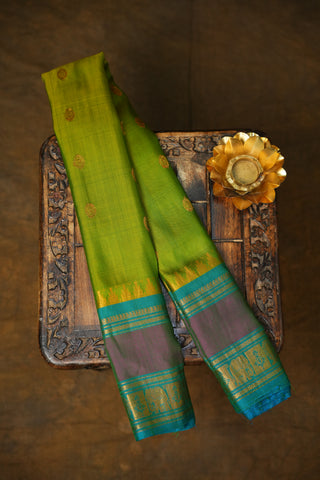 GADWAL PURE SILK SILVER ZARI GAP BORDER SAREE