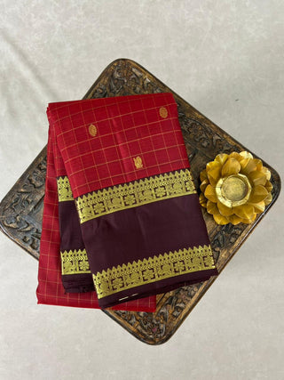 KANCHIPURAM PURE SILK CHECKS HANDLOOM SAREE