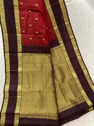 KANCHIPURAM PURE SILK CHECKS HANDLOOM SAREE