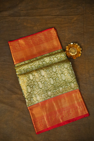 KANCHIPURAM PURE SILK TISSUE BROCADE SAREE