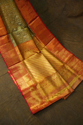 KANCHIPURAM PURE SILK TISSUE BROCADE SAREE