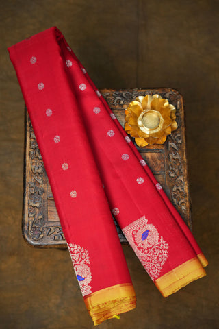 GADWAL PURE SILK GAP BORDER BUTTA HANDLOOM SAREE