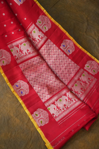 GADWAL PURE SILK GAP BORDER BUTTA HANDLOOM SAREE